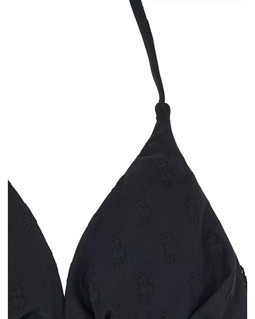 Polo Ralph Lauren Black Jacquard Triangle Bikini Top