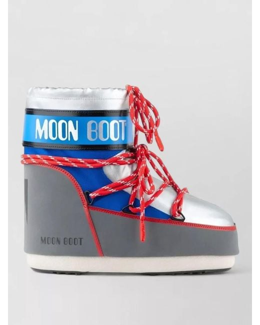 Moon Boot Blue Icon Low Ankle Racing Flat Boot