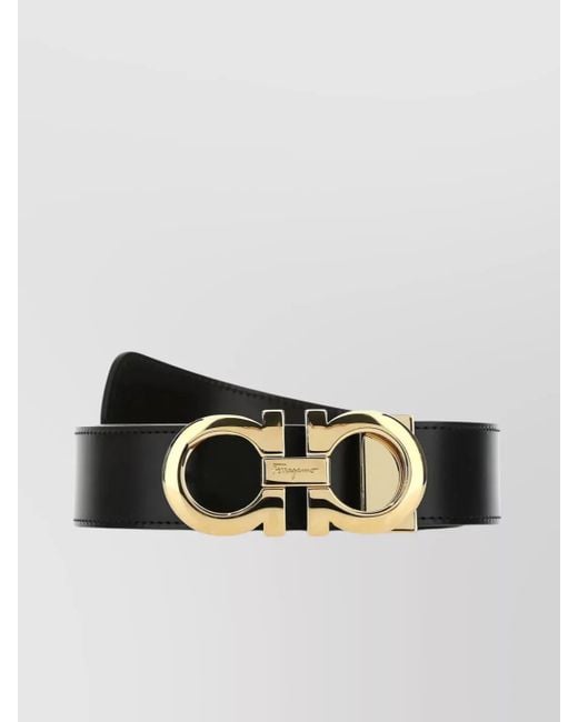 Ferragamo Black Reversible Smooth Leather Belt With Adjustable Length for men