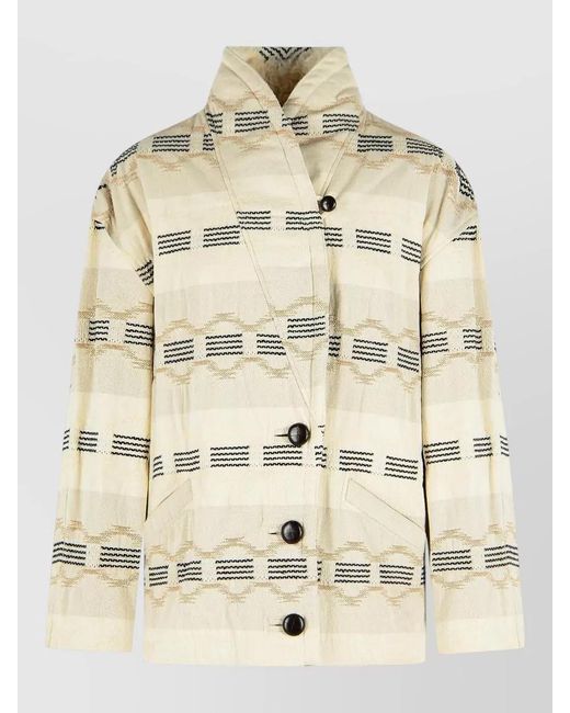 Isabel Marant Natural Cotton Blend Fitted Jacket