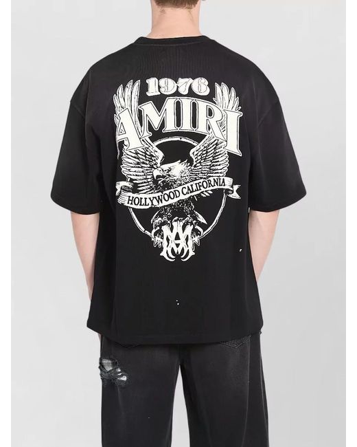 Amiri Black Eagle Loose Fit Cotton Jersey T Shirt for men