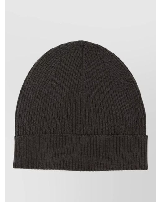 Rick Owens Black Ribbed Beanie Stretch Fit Design