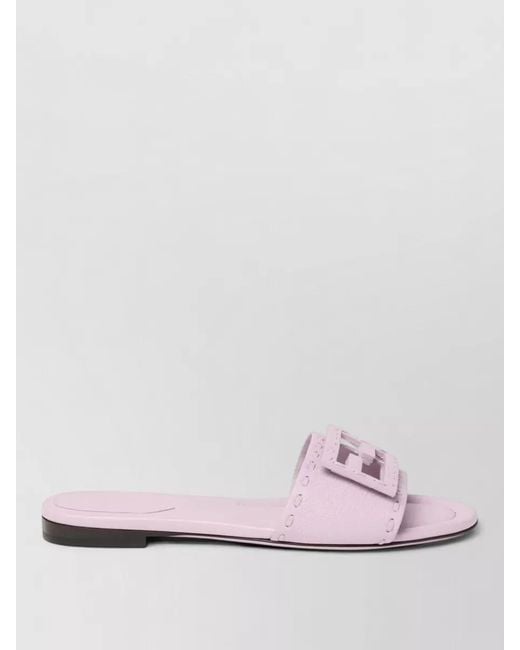 Fendi Pink Silk Nylon Flat Sole Open Toe Slides