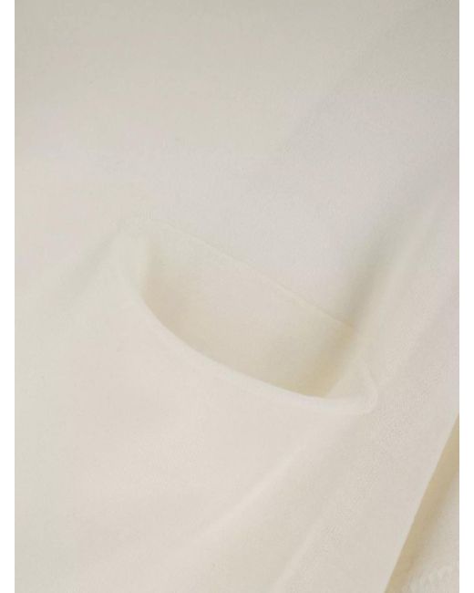 Quira White Wool Ribbed Mock Turtleneck Jumper