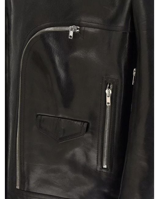 Rick Owens Black Bauhaus Stooges Jacket Belt Collar Epaulettes for men