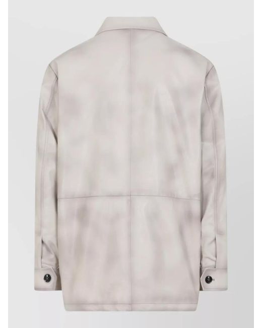 Kiton White Lamb Leather Jacket for men