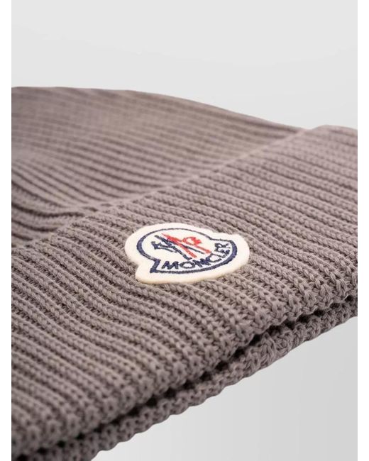 Moncler Brown Ribbed Knit Beanie for men