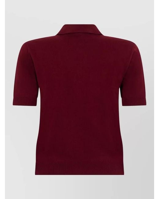 Max Mara Red Cotton Silk Polo Shirt Knitwear