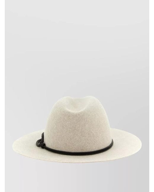 Brunello Cucinelli Natural Felt Wide Brim Fedora Hat
