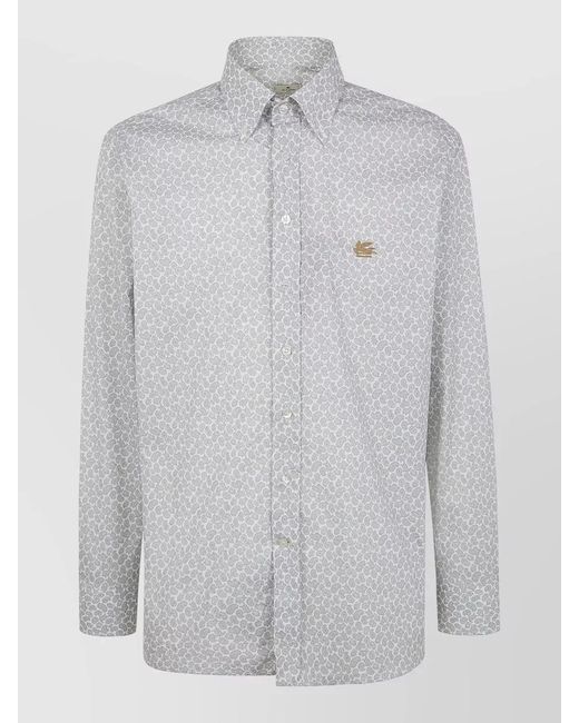 Etro Gray Cotton Slim-Fit Shirt for men