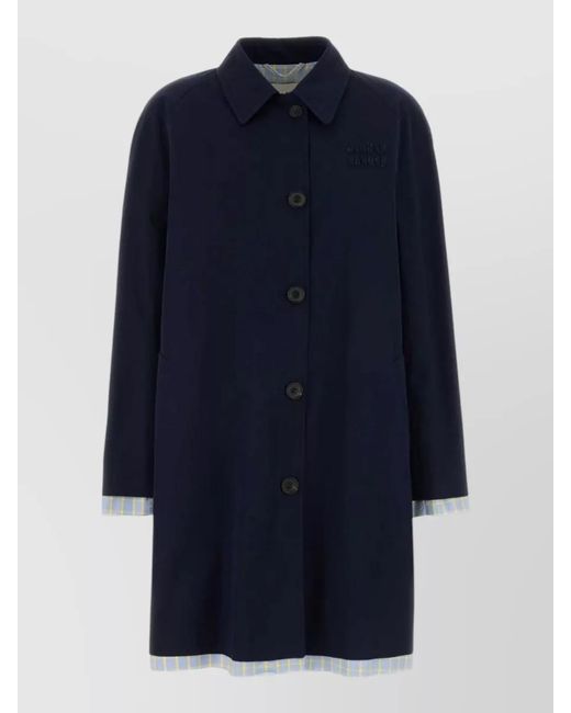 Miu Miu Blue Poplin Trench Coat Contrast Trim Design