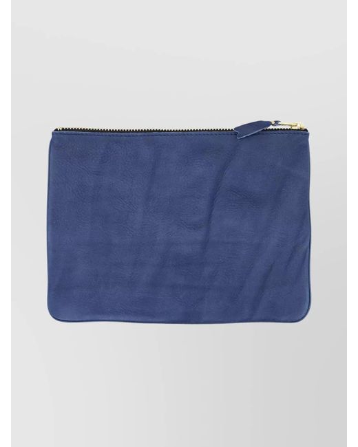 Comme des Garçons Blue Leather Textured Clutch Bag