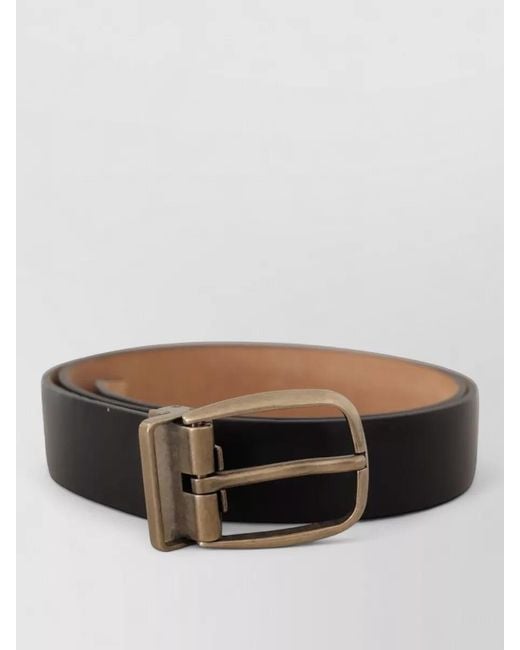 Dolce & Gabbana Gray Leather Belt Vintage Metal Buckle for men