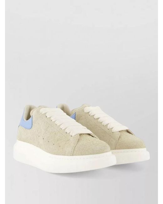 McQueen Natural Oversized Leather Sneakers Textured Upper