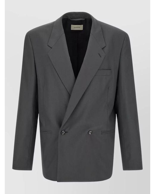 Lemaire Black Tailored Double Breasted Blazer Structured Design for men