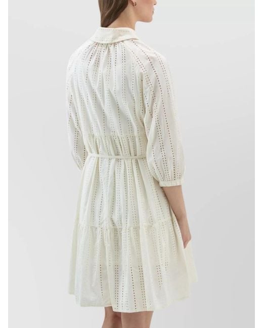 Woolrich Natural Cotton Broderie Anglaise Shirt Mini Dress