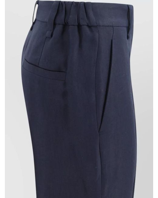 Brunello Cucinelli Blue Tailored Cigarette Trousers Belted Waist Detail