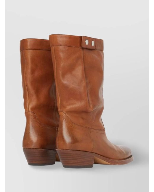 Isabel Marant Brown Calf Leather Draped Ankle Boots