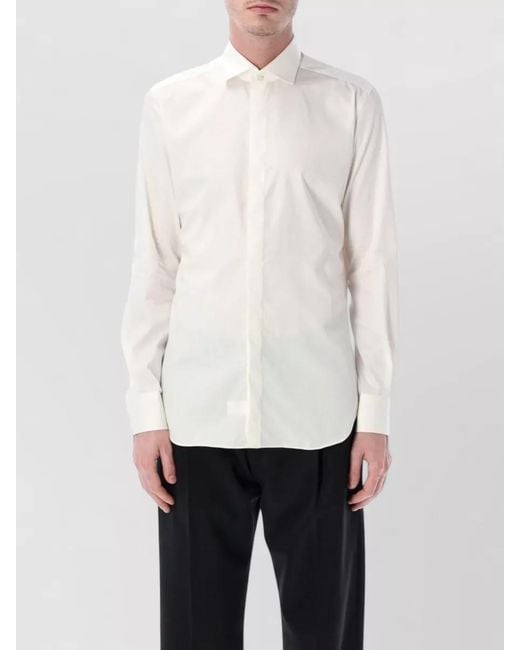Xacus White Ceremony Cotton Poplin French Collar Shirt for men