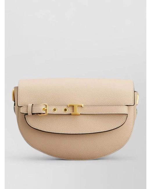 Tod's Natural T Signature Mini Leather Shoulder Crossbody Bag