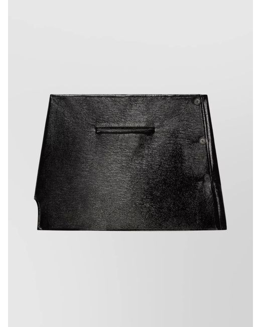 Courreges Black Vinyl High-Rise Cutout Mini Skirt