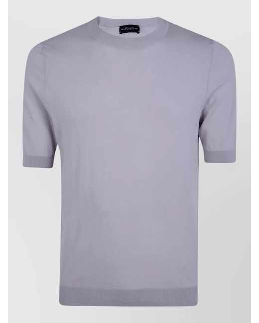 Ballantyne Purple Short Sleeve Knit Top Ribbed Neckline for men