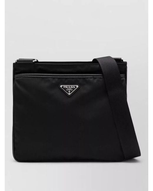 Prada Black Shoulder Bag Adjustable Leather Strap Design for men
