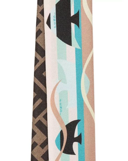 Fendi White Silk Double-Sided Printed Bandeau