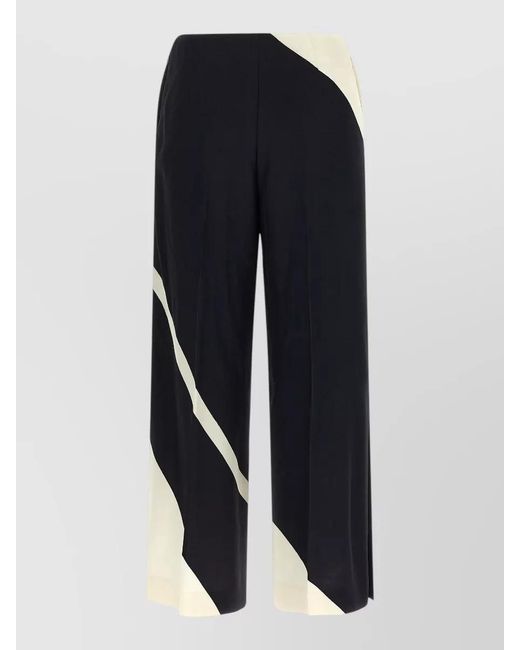 Alberta Ferretti Blue Cropped Trousers Wide Leg Color Block Design