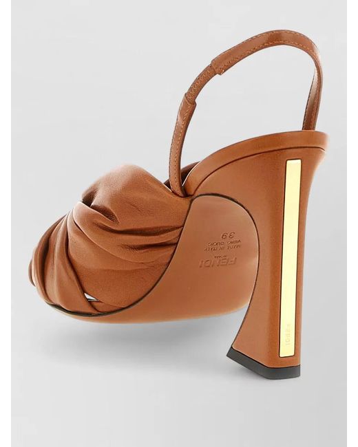 Fendi Brown Leather Slingback Sandals