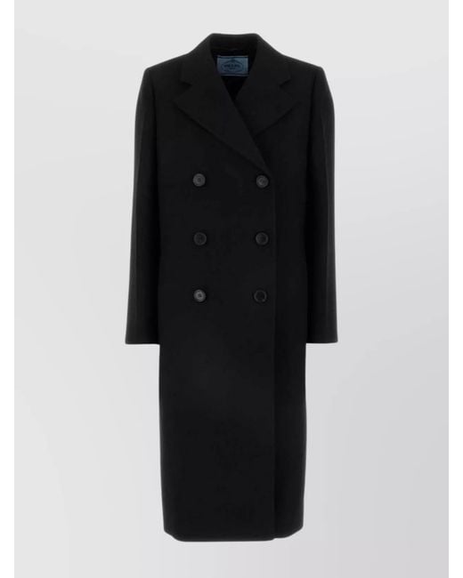 Prada Black Wool Double-Breasted Coat