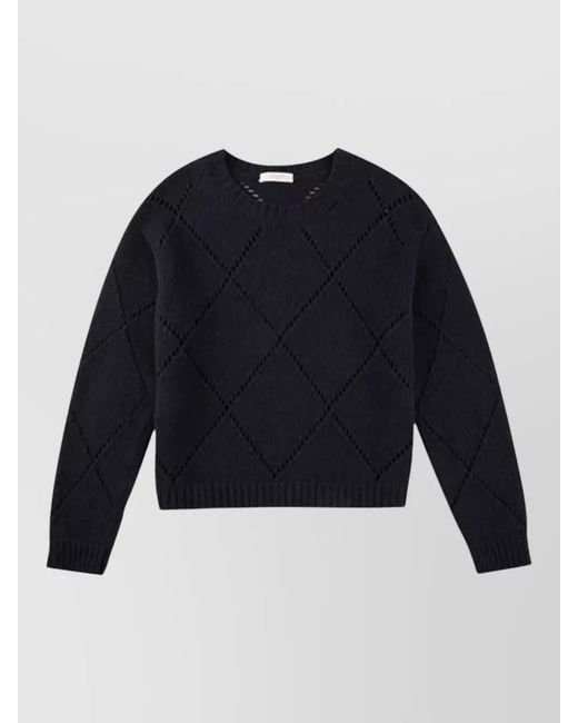 Zanone Blue Crew Neck Knitwear Diamond Pattern Long Sleeves