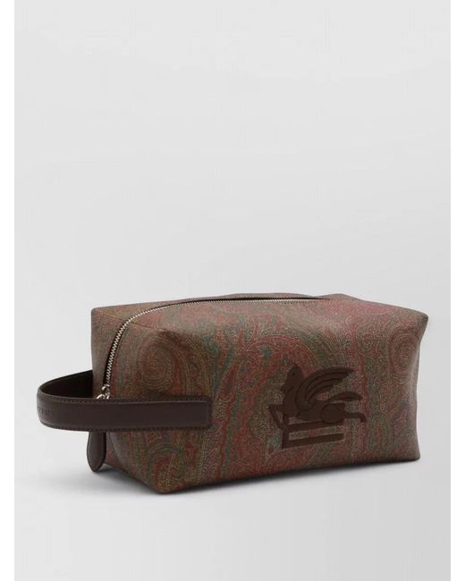 Etro Brown Canvas Pouch for men