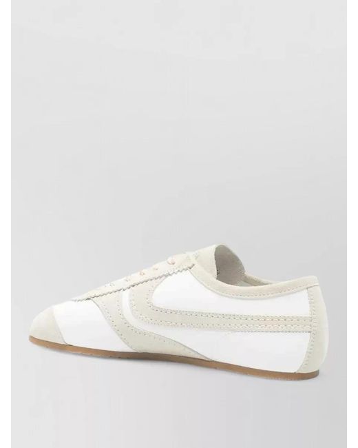 Dries Van Noten White Low Top Sneakers Perforated Contrast Stitching Sole for men