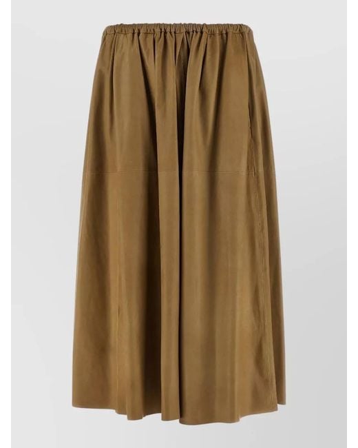 Auralee Natural Leather Pleated Skirt