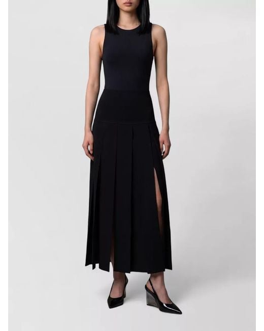Alaïa Black High Waist Stretch Viscose Midi Skirt