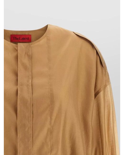 Thelatest Natural Diana Cropped Blouse Long Sleeves Pleats Epaulettes