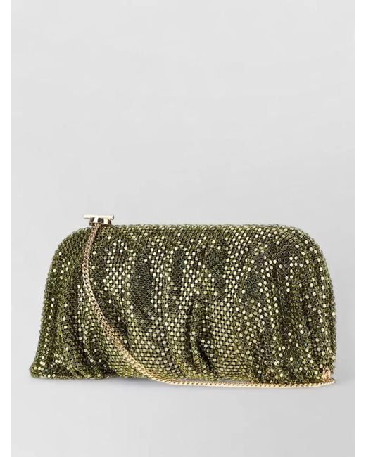 Benedetta Bruzziches Green Crystal-Embellished Clutch Bag