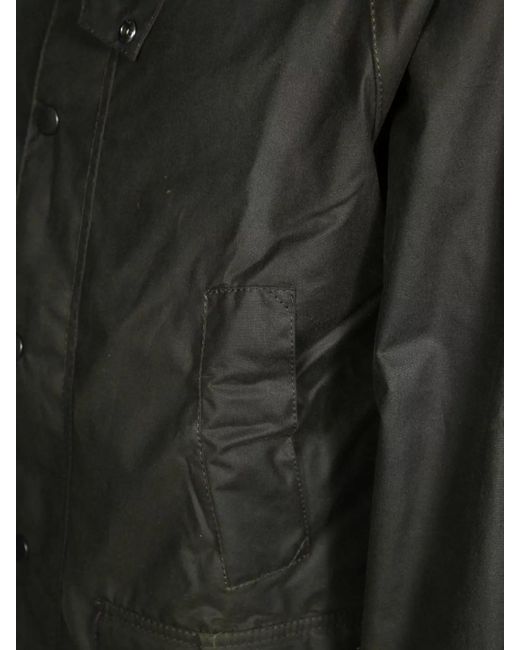Barbour Black Waxed Cotton Parka Collared Neck for men