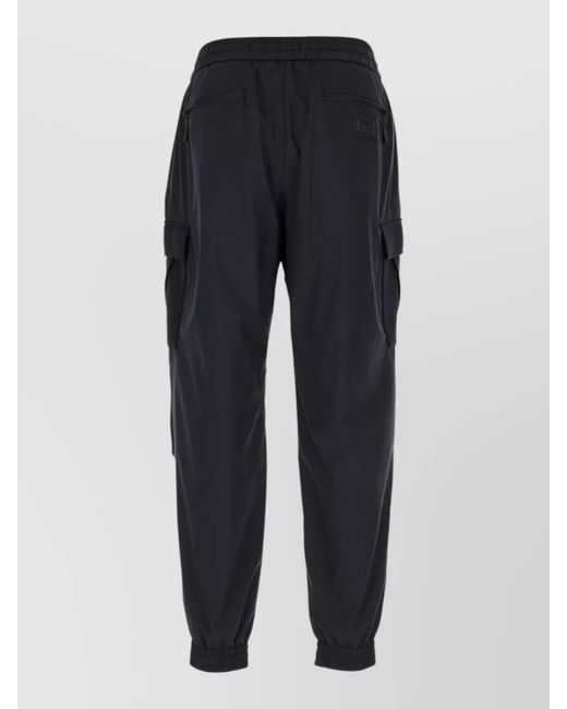 Dolce & Gabbana Blue Polyester Blend Pants Side Cargo Pockets for men