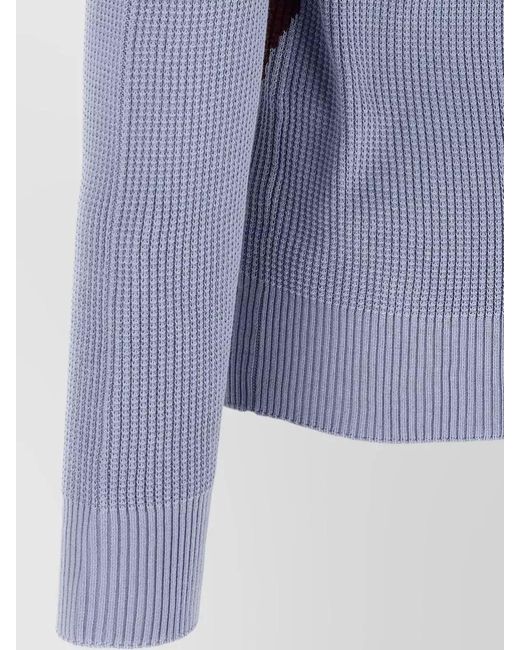 Ballantyne Blue Argyle Motif V Neck Ribbed Sweater for men