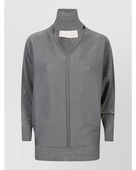 Circus Hotel Gray Viscose Turtleneck Sweater Metallic Finish