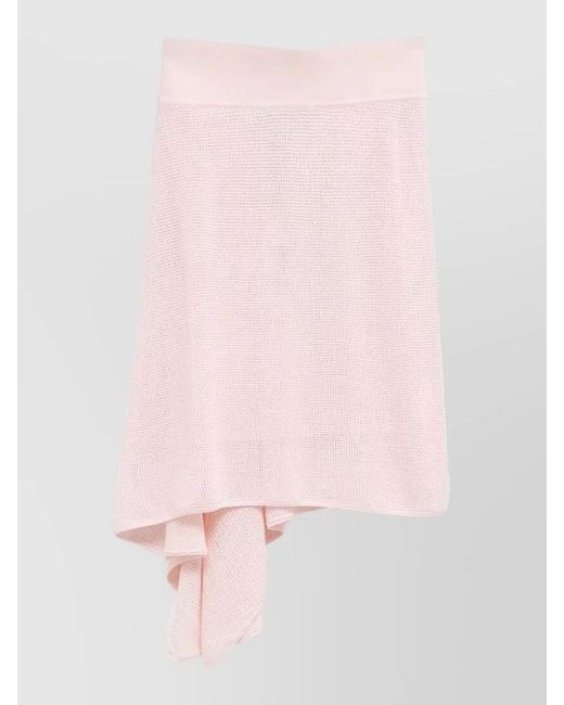 Jacquemus Pink Midi Skirt Elastic Waist Asymmetric Hem