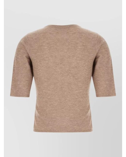 Fabiana Filippi Natural Wool Blend Sweater Crew Neck Design