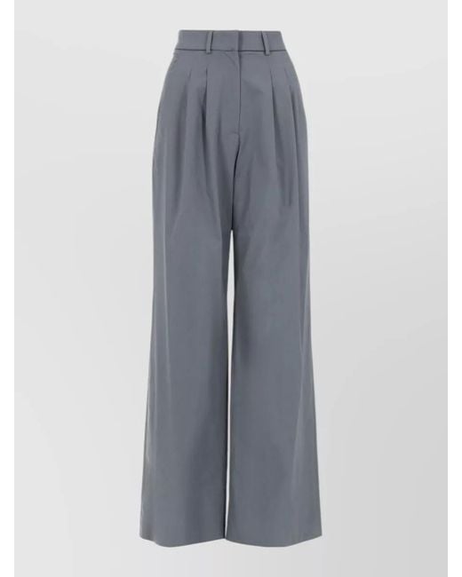PT Torino Gray High Waist Pleated Wide Leg Trousers