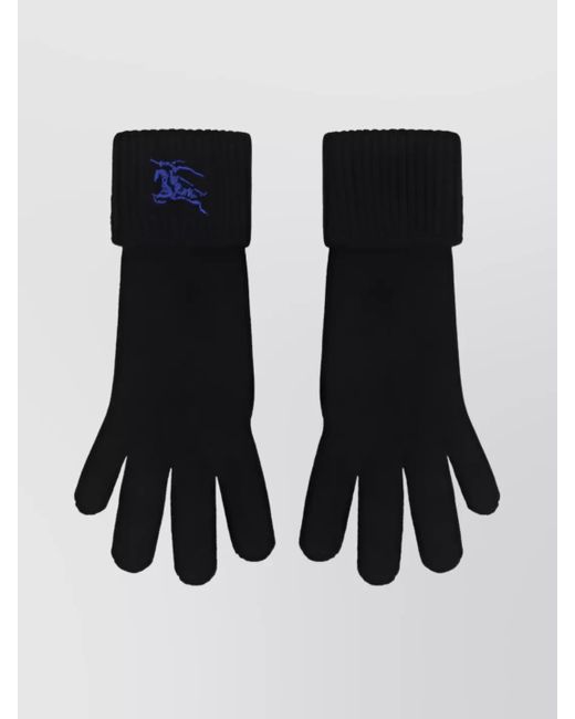 Burberry Black Cashmere Knit Gloves Logo Detail for men
