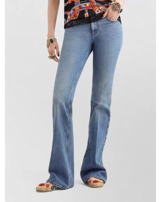 Dolce & Gabbana Blue Denim Cotton Flared Low Rise Jeans