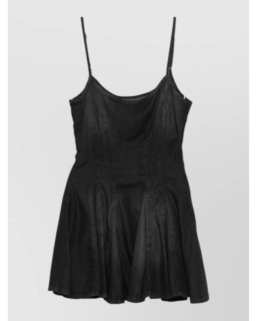 DIESEL Black Denim Pleated Mini Dress