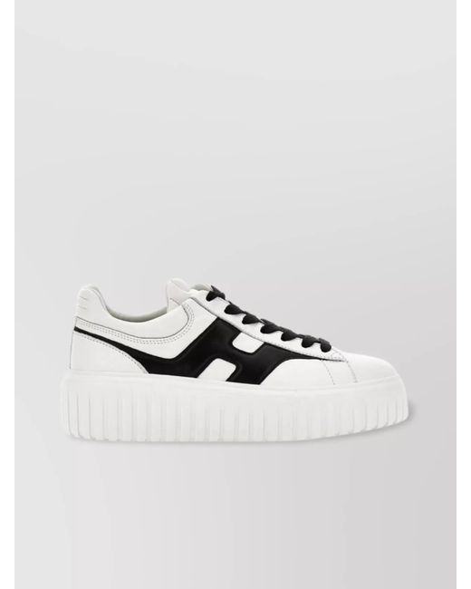 Hogan Black Leather Logo-Detail Low-Top Sneakers