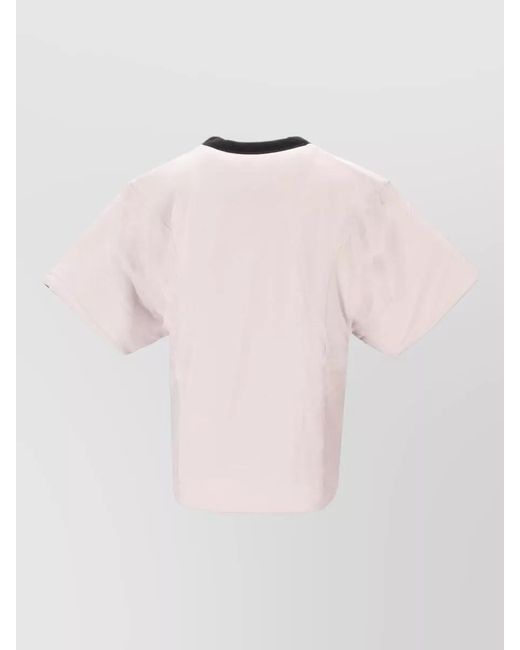 Y-3 Pink Jersey Top Contrast Trim Crew Neck Striped